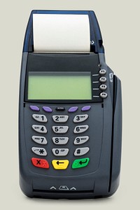 Point of sale machine on off white background