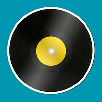Black vinyl record on a teal background