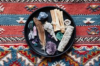 Sage and crystals for smudging