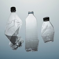 Crushed plastic bottle mockups for recycling