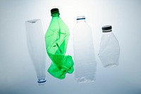 Crushed plastic bottles for recycling  