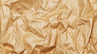 Crumpled paper desktop wallpaper, brown abstract wrinkled sheet texture background