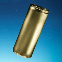 Golden aluminum soda can mockup with copyspace