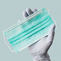 Green disposable surgical mask mockup