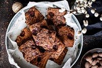 Freshly baked homemade chocolate brownies