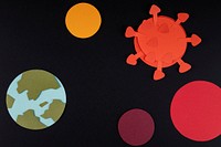 Planet earth fighting against COVID-19 paper craft background