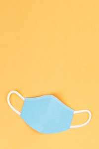 Paper craft surgical mask on a yellow background illustration