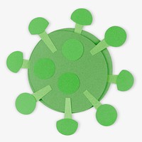 Green paper craft coronavirus cell mockup