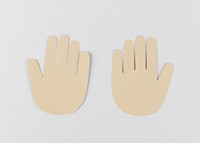 Human hands paper craft on a gray background
