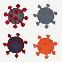 Paper craft coronavirus cell set mockup