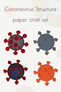 Paper craft coronavirus cell set mockup