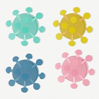 Paper craft coronavirus cell set mockup