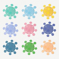 Paper craft coronavirus cell set mockup