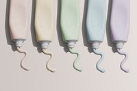 Collection of unlabeled pastel beauty care tube mockup