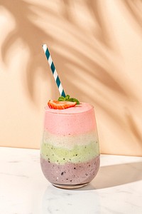 Layered healthy fruit smoothie