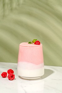 Layered raspberry and yogurt smoothie