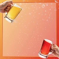 Festive beer frame psd orange background