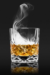 Smoked whisky cocktail mockup on black background