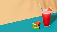 Fresh watermelon smoothie on colorful background