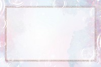 Glittery rectangle frame design element on a pastel soap bubble background