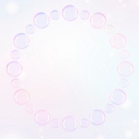 Round shaped soap bubble frame design element on a pastel background