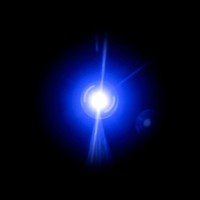 Blue lens flare effect design element on a black background