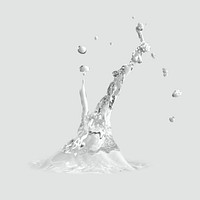 Water splash design element on a gray background