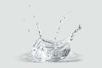 Water splash design element on a gray background