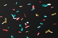 Colorful confetti pattern design element on a dark background