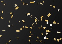 Gold confetti pattern design element on a black background