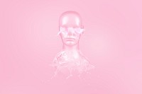 Mannequin head water elemental on a pink background