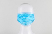 Blue surgical face mask on a mannequin