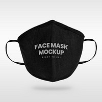 Black face mask mockup on a gray background