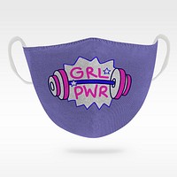 GRL PWR purple fabric face mask mockup