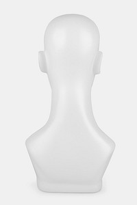 Rear view of a white mannequin head mockup