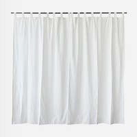 White drapery hanging from a curtain rod