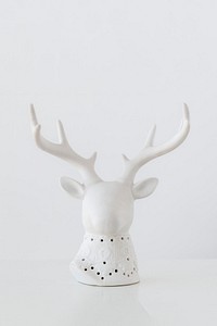 Decorative white ceramic deer head