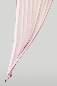 Pink drapery curtain hanging from a curtain rod