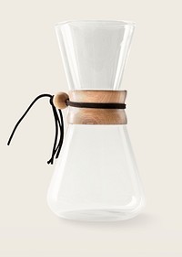 Empty coffee drip pot on off white background
