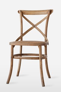 Brown wooden chair on off white background