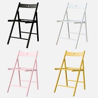 Set of modern chairs on off white background