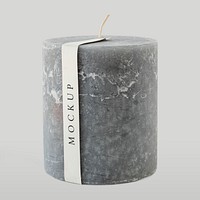 Gray pillar candle bulk mockup