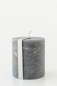 Gray pillar candle bulk on white background