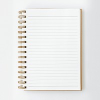 Blank ruled notebook on a white table