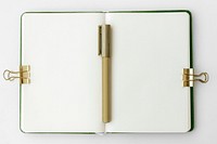 Blank plain white notebook page with stationary