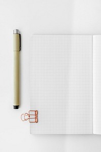 Blank plain notebook page with stationary