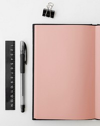 Blank plain notebook page with stationary mockup