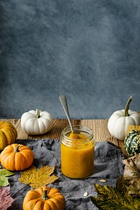 Pumpkin puree pie ingredient autumn food recipe