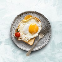 Food mockup sunnyside up eggs on toast flat lay 