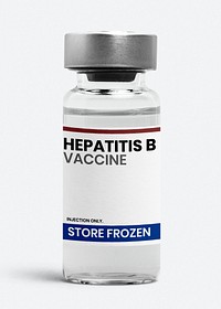 Injection glass bottle label mockup psd for hepatitis B vaccine